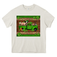 Cream st Patricks farm animals truck Heavy Core Tee - Jasminsmagicworld