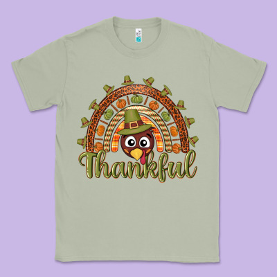 Turkey Rainbow Thankful Thanksgiving Classic Tee Designed By Nancycooperartshop
