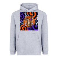 Heather Grey halloween bull skull Heavyweight Hoodie - BarkalooDesign