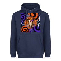 Navy halloween bull skull Heavyweight Hoodie - BarkalooDesign