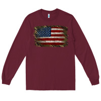 Burgundy Camouflage Usa Flag Background Long Sleeve Tee - Jasminsmagicworld