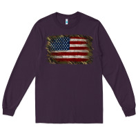 Plum Camouflage Usa Flag Background Long Sleeve Tee - Jasminsmagicworld
