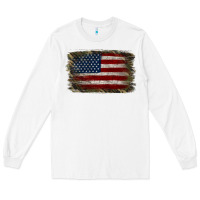 White Camouflage Usa Flag Background Long Sleeve Tee - Jasminsmagicworld