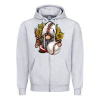 Heather Grey baseball gnome Zipper Hoodie - RacoonDesign