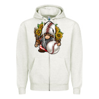 Oatmeal Heather baseball gnome Zipper Hoodie - RacoonDesign