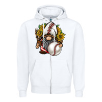 White baseball gnome Zipper Hoodie - RacoonDesign