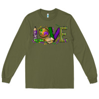 Army Green love teacher mardi gras Long Sleeve Tee - OliviaCreatesArt