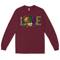 Burgundy love teacher mardi gras Long Sleeve Tee - OliviaCreatesArt