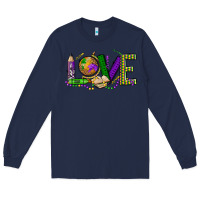 Navy love teacher mardi gras Long Sleeve Tee - OliviaCreatesArt