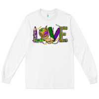 White love teacher mardi gras Long Sleeve Tee - OliviaCreatesArt