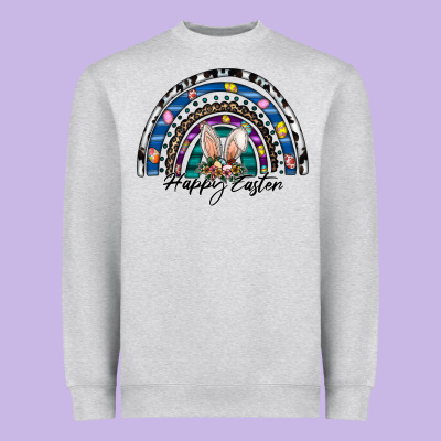 Happy Easter Rainbow Heavyweight Sweatshirt Designed By Cowhidedigitalart