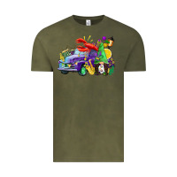 Vintage Olive mardi gras gnome on the truck Vintage Tee - CowGirlArtShop