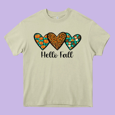 Hello Fall Heavy Core Tee Designed By Jahusdesignshop