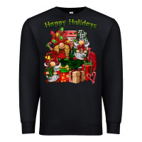 Black happy holidays gnomes truck Premium Sweatshirt - BarkalooDesign