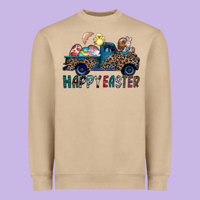 Happy Easter Truck Heavyweight Sweatshirt Designed By Cowhidedigitalart