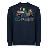 Navy Happy Easter truck Heavyweight Sweatshirt - CowhideDigitalArt