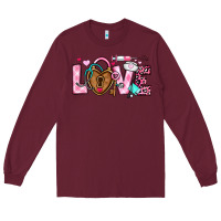 Burgundy love valentines day nurse Long Sleeve Tee - OliviaCreatesArt