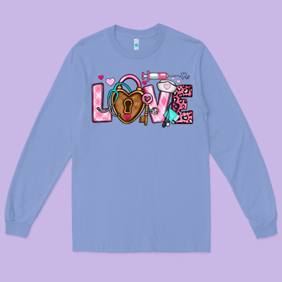 Love Valentines Day Nurse Long Sleeve Tee Designed By Oliviacreatesart
