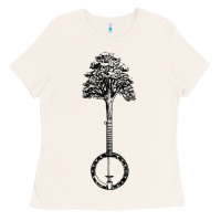 Bone Banjo Tree Minimalist Design Vintage Nature & Music Graphic Ladies Tee - trangStudio