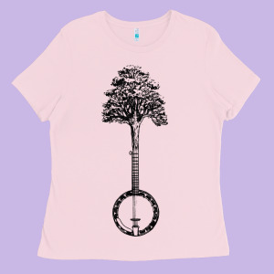 Banjo Tree Minimalist Design Vintage Nature & Music Graphic Ladies Tee Designed By Trangstudio