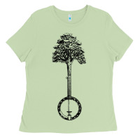 Matcha Banjo Tree Minimalist Design Vintage Nature & Music Graphic Ladies Tee - trangStudio