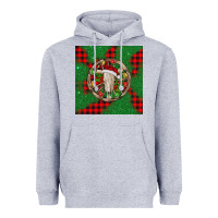 Heather Grey Christmas bull skull Heavyweight Hoodie - BarkalooDesign