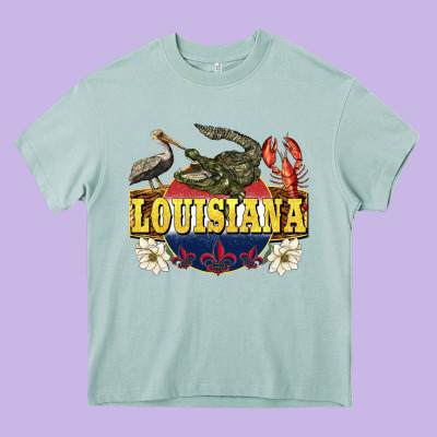 Louisiana State Heavy Core Tee Designed By Barkaloodesign