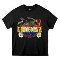 Black louisiana state Heavy Core Tee - BarkalooDesign