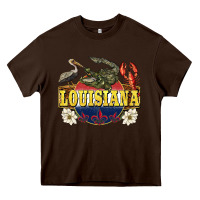 Chocolate Brown louisiana state Heavy Core Tee - BarkalooDesign