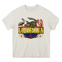 Cream louisiana state Heavy Core Tee - BarkalooDesign
