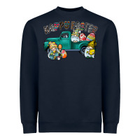 Navy Happy Easter truck Heavyweight Sweatshirt - CowhideDigitalArt