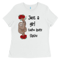 White just a girl who loves sloths Ladies Tee - Bettercallsaul