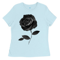 Baby Blue Beautiful Black Rose Flower Ladies Tee - trangStudio