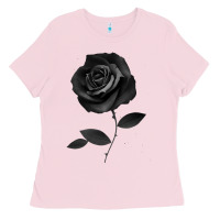 Bubblegum Pink Beautiful Black Rose Flower Ladies Tee - trangStudio
