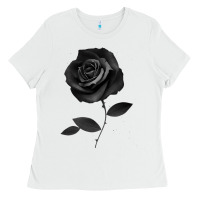 White Beautiful Black Rose Flower Ladies Tee - trangStudio