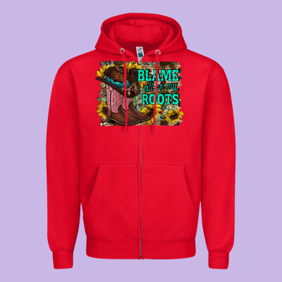 Blame All On My Roots Zipper Hoodie Designed By Racoondesign