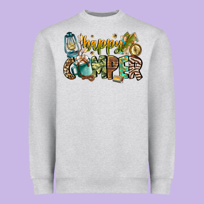 Happy Camper Heavyweight Sweatshirt Designed By Cowhidedigitalart