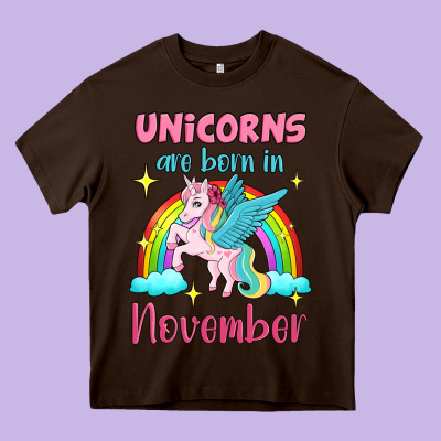 Unicorns Are Born In November Heavy Core Tee Designed By Jasminsmagicworld