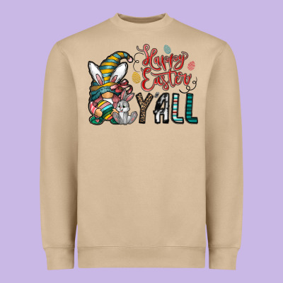 Happy Easter Y All Heavyweight Sweatshirt Designed By Cowhidedigitalart