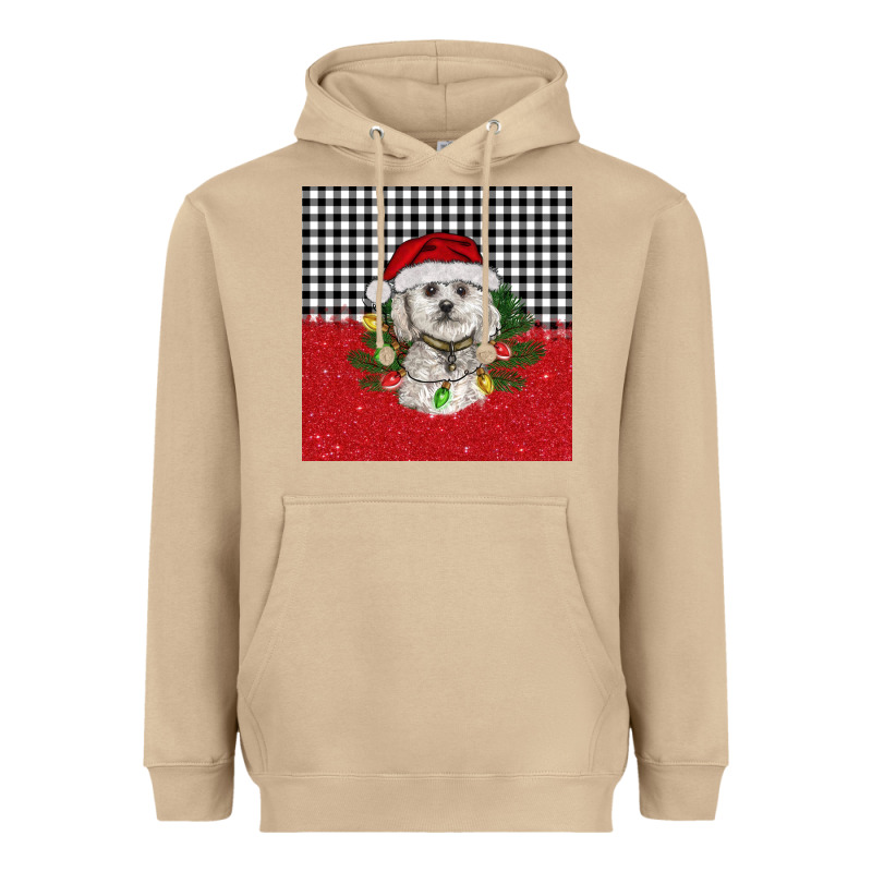 Christmas Bichon Frise Dog Heavyweight Hoodie by BarkalooDesign | Teevron