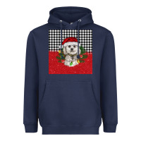 Navy Christmas Bichon frise dog Heavyweight Hoodie - BarkalooDesign