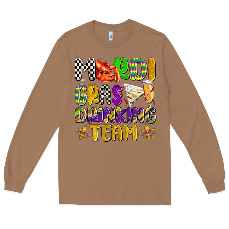 Mardi Gras Drinking Team With Glasses Olivia Long Sleeve Tee by OliviaCreatesArt | Teevron