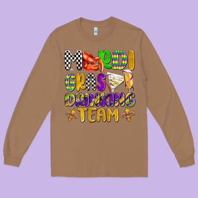 Mardi Gras Drinking Team With Glasses Olivia Long Sleeve Tee Designed By Oliviacreatesart