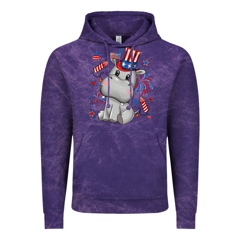 Fourth Of July Hippopotamus Vintage Hoodie by CowGirlArtShop | Teevron