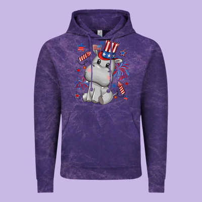 Fourth Of July Hippopotamus Vintage Hoodie Designed By Cowgirlartshop
