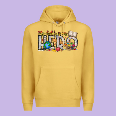My Daddy Is My Hero Teacher Premium Hoodie Designed By Cowhidedigitalart