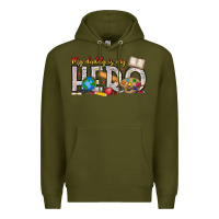 Army Green My Daddy is my Hero Teacher Premium Hoodie - CowhideDigitalArt