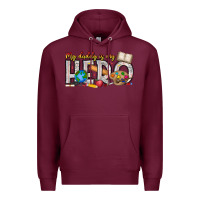 Burgundy My Daddy is my Hero Teacher Premium Hoodie - CowhideDigitalArt