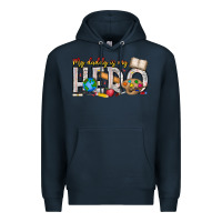 Navy My Daddy is my Hero Teacher Premium Hoodie - CowhideDigitalArt