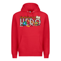 Red My Daddy is my Hero Teacher Premium Hoodie - CowhideDigitalArt